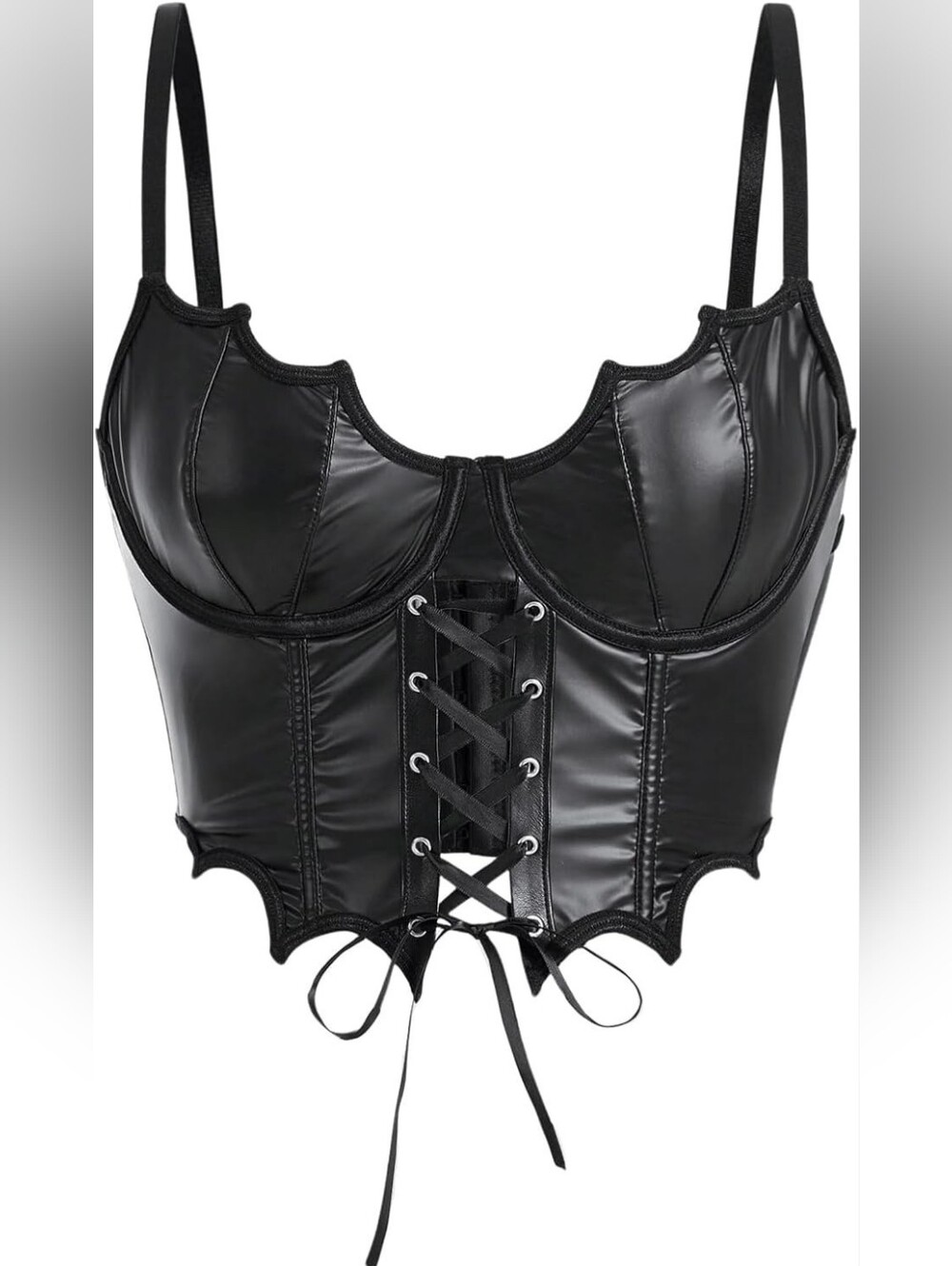 XL Bat Wing Faux Leather Corset Gothic Crop Top